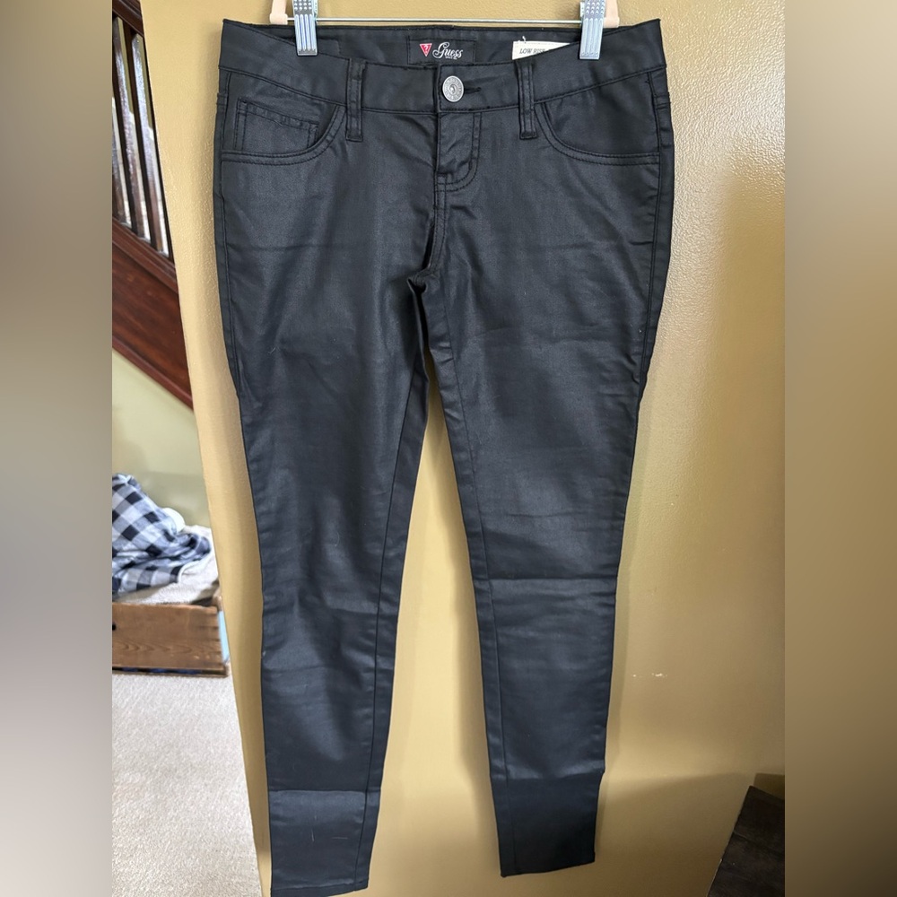 Black Sheen Skinny Jeans